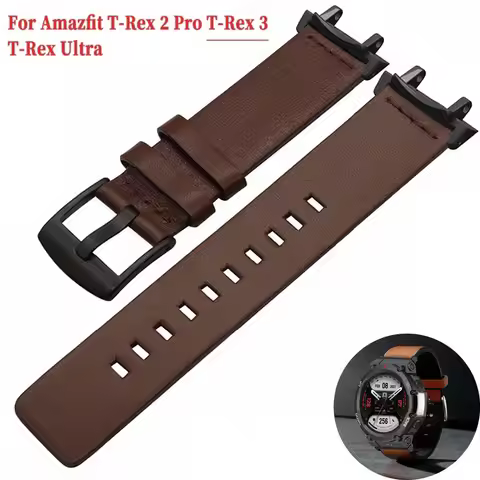 NEW Leather Band For Huami Amazfit T-REX 3/2 Watch Strap Man For Amazfit T-Rex/T-Rex Pro/T-Rex 2 Ult