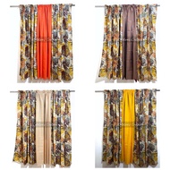 Catalina's | 3 in 1 Suksukan Yellow Mordi Vines Printed Curtain 60" each width (4ft, 6ft, and 7ft)