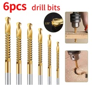 6Pcs HSS Drill Bit Set Spiral Screw Metric Composite Tap Drill Bit Twist Drilling Polishing Tools