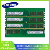 หน่วยความจำสำหรับเดสก์ท็อป DDR4ซัมซุง8GB 3200MHz 16GB 2666Mhz 2400MHz 4GB 2133MHz 288pin DIMM RAM PC4 4G 8G 8G 16G DDR4 RAM