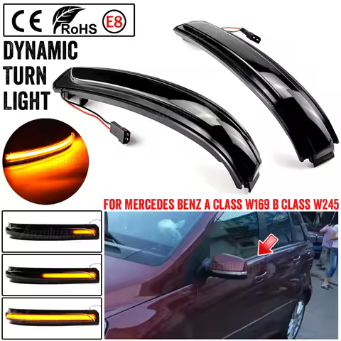 2Pcs For Mercedes Benz A B Class W169 W245 08-12 Dynamic Blinkers LED Streamer Turn Signal Lamp Car 
