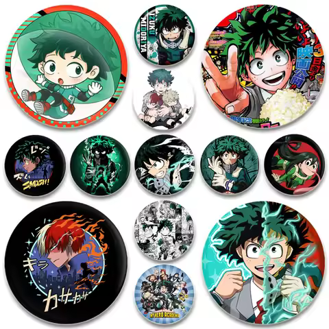 Midoriya Izuku Bakugou Katsuki Cartoon Brooch Todoroki Shoto Ochaco Uraraka Anime Badge Round Gifts 