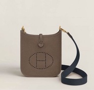 Hermes Mini Evelyne大象灰金扣