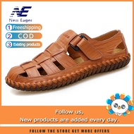 2025 New Eager Men Shoes Genuine Leather Fashion Sandal Casual Outdoor Slippers for Men Flat Vintage