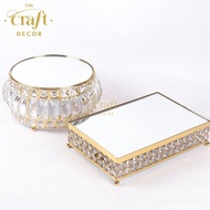 The Craft Decor Mirror Crystal Metal Tray | Dulang Cermin Hantaran Kahwin | Dessert Iron Tray | Wedd