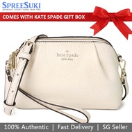 Kate Spade Handbag In Gift Box Crossbody Bag Dumpling Pebbled Leather Convertible Parchment Off White # KA576