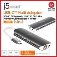 J5Create USB 3.1 Type-C 9 in 1 Multi Adapter HDMI/LAN/PD 2.0/Card Reader ( JCD383 )