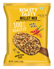 Roasty Tasty Millet Mix Peri Peri Healthy Roasted Namkeen Snacks 150 GRAM| Healthy Snacks for All | No Trans Fat | Vegan | Export Quality