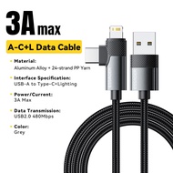 Essager 2-in-1 USB để Loại C + Cáp Lightning 3A Cáp dữ liệu nhanh sạc chuyển USB2.0 480Mbps