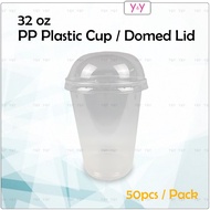Disposable PP Plastic Cup 32oz Dome Lid / Boba Bubble Milk Tea Plastic PP Cup / Cawan Plastik Juice