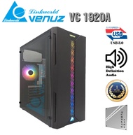 VENUZ Acrylic Side ATX Computer Case VC 1920A with RGB LED Lighting &amp; 120mm Rainbow RGB Fan – Black