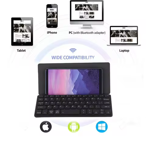 Mini Foldable Bluetooth Keyboard Portable Wireless Keyboard Ultra-Slim Travel Folding Keyboard for i