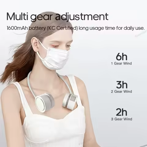 New Hanging Neck Fan, Portable Cooling Fan Air Cooler, USB Leafless Bladeless Neckband, Mini Recharg