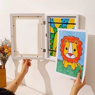 SG Seller Kids Art Frame Wooden Flip Picture Frame Art Painting Storage Frame 8inch A4 A3 Front Open