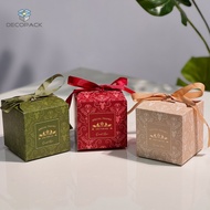 7*7*7cm Vintage Ribbon Gold Foil Printed Candy Box Wedding Goodies Gift Away Door Gift Party Bekas Telur Kenduri Kahwin