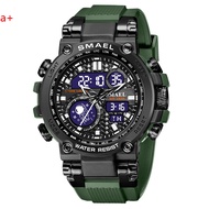 &Smael Household Steel Belt Leisure Mens Calendar Double Time Waterproof Multifunctional Electronic 