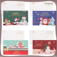4 Set Gift Cards Cartoon Design Greeting Paper Xmas Decor Christmas