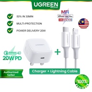 UGREEN 20W PD Fast USB Charger Quick Charge 4.0 3.0 Charger MFI Type C To Lightning Cable for iPhone