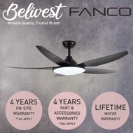 (36W EXTREME BRIGHT LED - LAST MEMORY) FANCO TRIBUTO DC Motor Ceiling Fan - 5 Blades 46 / 56 inch
