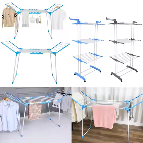 Clothes Airer Dryer Foldable Wing Clothes Airer Multifunction Laundry Drying Rack Windproof Cloth Dr