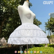 CRAFTML Adjustable Hoop Petticoat - White Cosplay Skirt for Women & Girls