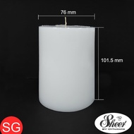 white 76x101mm ( 3x4") pillar candle, 30-35 hours