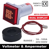 Dual VOLT Ampere AM Meter Electric Panel Pilot Lamp Digital Voltmeter AC