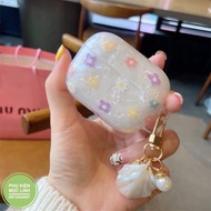Hand Hook As Gift ️ CASE AIRPOD Silicone 1 2 PRO PRO2 3 I12 I00 Cover Flower Shape With Luxury Key Chain- AIRPOD
