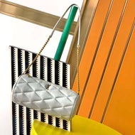 ✨YSL Saint Laurent 金標logo皮革圓筒包腋下單肩包 mini 女款 白色