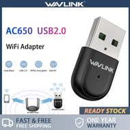 อะแดปเตอร์ WiFi USB AC650 Wavlink USB2.0 Dual Band 2.4 Ghz/ 5GHz เครือข่าย Dongle ไร้สายสำหรับเดสก์ท