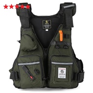 Rompi Pancing Lure Fishing Life Jacket Buoyancy Vest Army Green Slot Swimming Rescue Boating