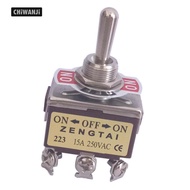 [CHiWANji] Toggle Switch, 3PDT On/Off/On 3 Position 6 Pins Momentary, AC 250V 15A