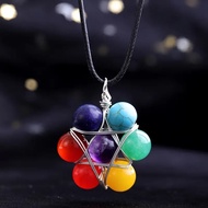 7 Chakra Hexagram Crystal Pendant Necklace