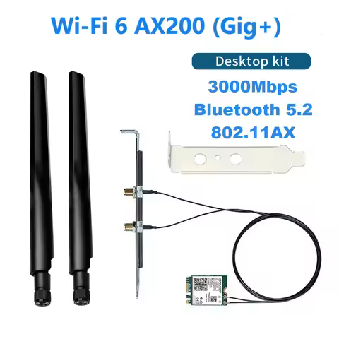 WiFi 6 Dual band 3000Mbps AX200 Card M.2 Desktop Kit 2.4G/5G Bluetooth 5.2 802.11ax AX200NGW Wireles