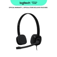 Logitech H151 Wired Headset, Stereo Headphones with Rotating Noise-Cancelling Microphone, 3.5 mm Aud