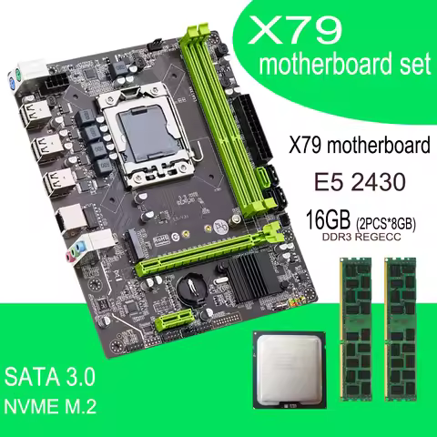 Qiyida X79 Motherboard set E5 2430 2*8GB=16GB DDR3 memory combo kit set NVME SATA USB PCI16x M ATX S