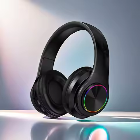 Bluetooth Headphones RGB Lighting Noise Cancellation Foldable Headsets Over Ear Stereo HIFI Sports H