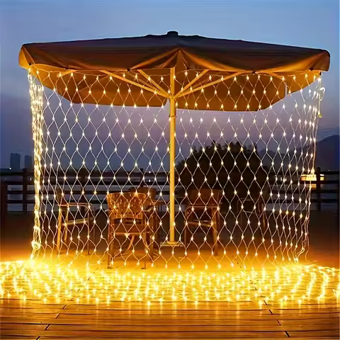 360pcs LED warm white fishnet string lights, 177 inches X 59 inches can be connected to the mesh lig