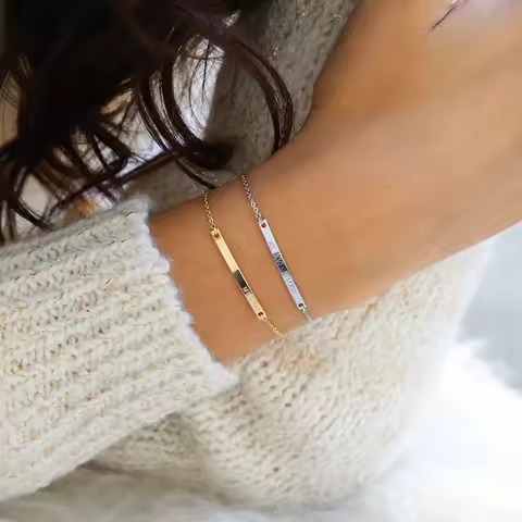 Engrave Name Lady Personalized Custom Bracelet Stainless Steel Charm Female Elegant Bangle Wedding E
