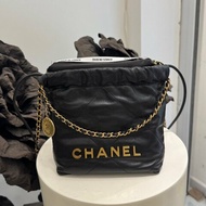 香奈兒/Chanel 22bag mini黑金垃圾袋鏈條包