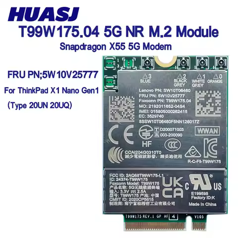 NEW T99W175 T99W175.04 5G NR M.2 5G Card FRU 5W10V25777 X55 5G Module For ThinkPad X1 Nano Gen1 Lapt