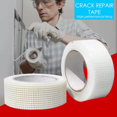 25M Self Adhesive Mesh Tape Fiberglass Adhesive Tape Strong Reinforced Tape Wall Cracks Decorative M