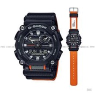 CASIO GA-900C-1A4 G-SHOCK Ana-Digi Cloth Strap Black Orange