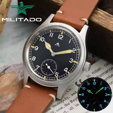 Militado D12 Vintage Watch VD78 Quartz Movement Sapphire Crystal Wristwatches 100m Waterproof Stainl