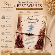 RS Handmade Birthstone Bracelet "Best Wishes" - Garnet - January
