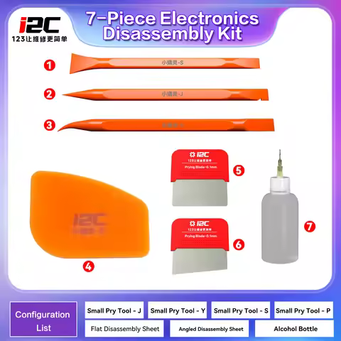 i2c 7 in 1 Phone Repair Tool Kit Disassembly Pry Tools with Bottle for Phones Screen Opening Battery