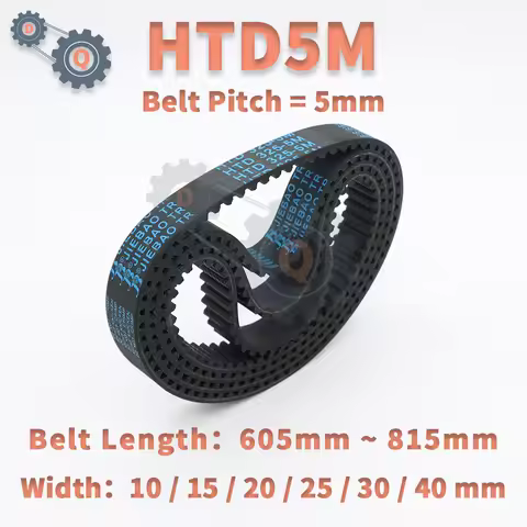 HTD 5M Timing Belt Length 605mm to 815mm 5M Rubber Belt Width 10mm 15mm 20mm 25mm HTD5M Closed Loop 