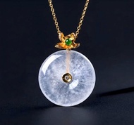 玻璃種翡翠平安扣項鍊 18K金鑽石 | 天然緬甸玉翡翠A貨 | 送禮