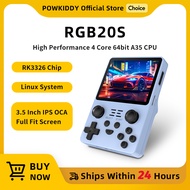 NEW POWKIDDY RGB20S Transparent Handheld Game Console 3.5 Inch 640*480 IPS Screen Arkos Opendinglinu