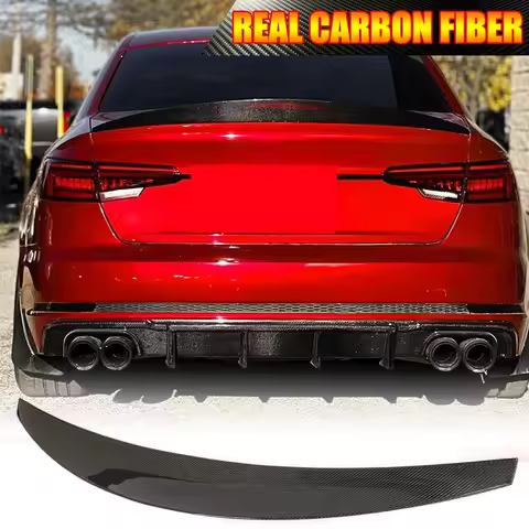 For Audi A4 B9 B9.5 SLINE S4 2017-2024 REAL CARBON Rear Trunk Spoiler Wing